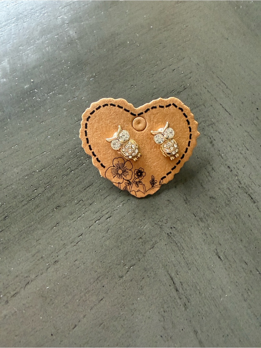 Gold Crystal Owl Stud Earrings - Sparkling Owl Design